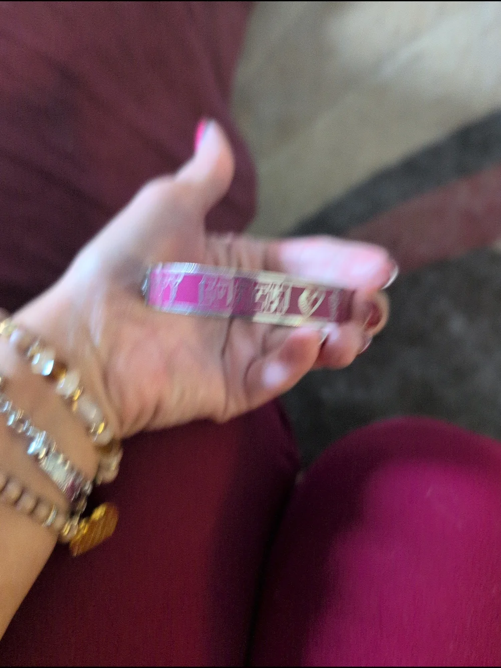 Coach Pink Heart Enamel Bangle Bracelet